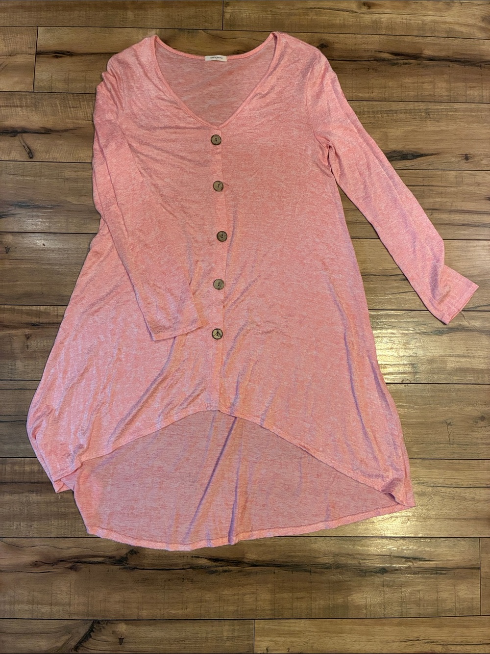 12PM by Mon Ami Heathered Coral Pink High Low Dress or Long Shirt
